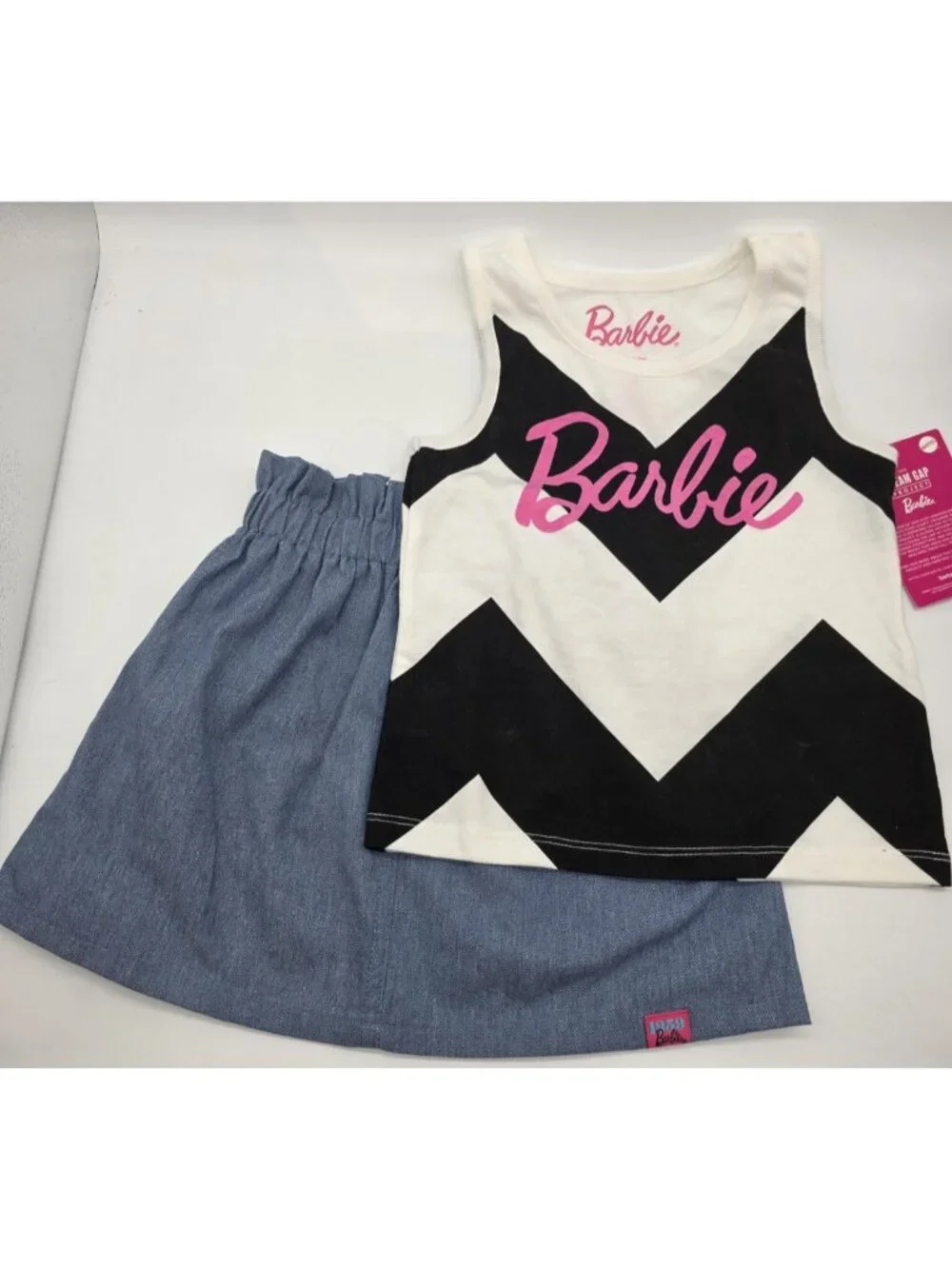Barbie Hybrid Girl's 2 Piece Outfit Size XS Black Tank Top Shirt & Skirt